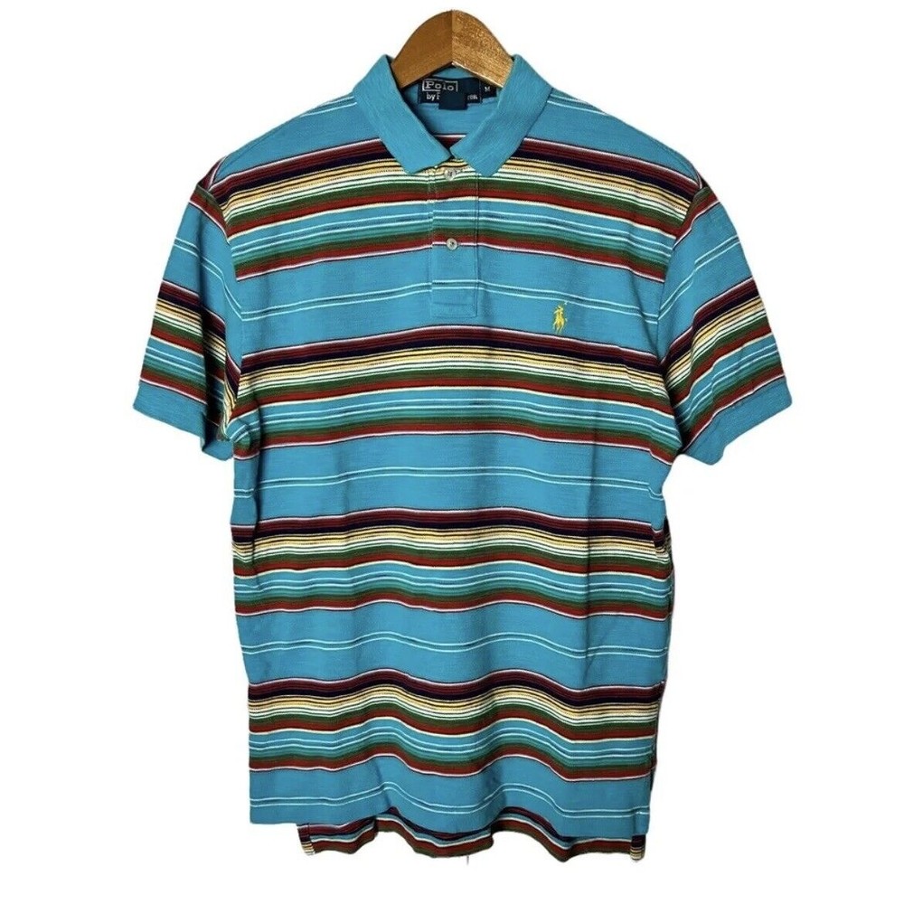 VTG Polo Ralph Lauren Southwest Navajo Aztec Striped Shirt Sz M Rare HTF Blue